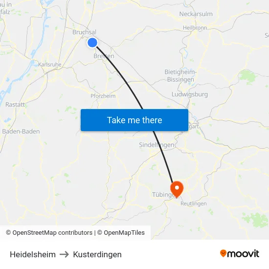 Heidelsheim to Kusterdingen map