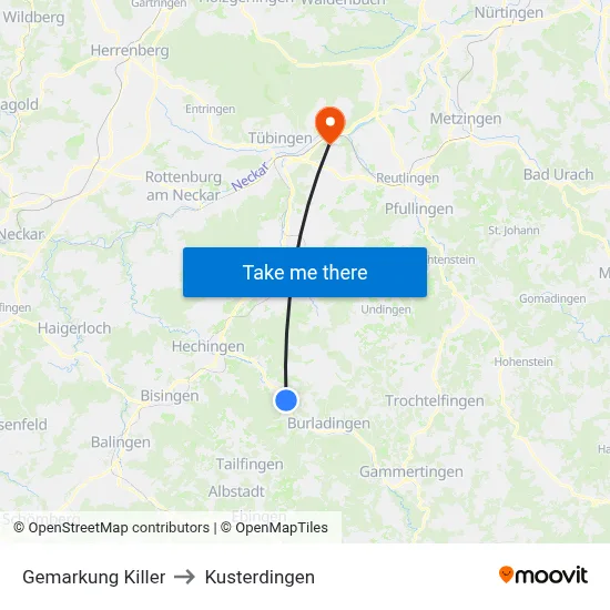 Gemarkung Killer to Kusterdingen map