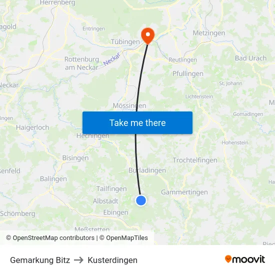 Gemarkung Bitz to Kusterdingen map