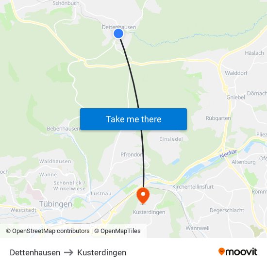 Dettenhausen to Kusterdingen map