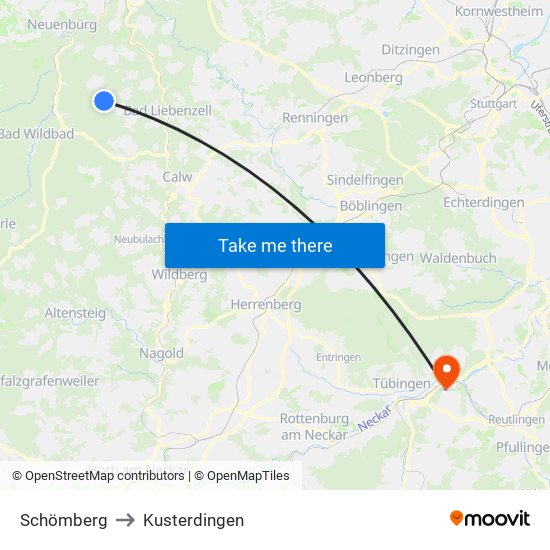 Schömberg to Kusterdingen map