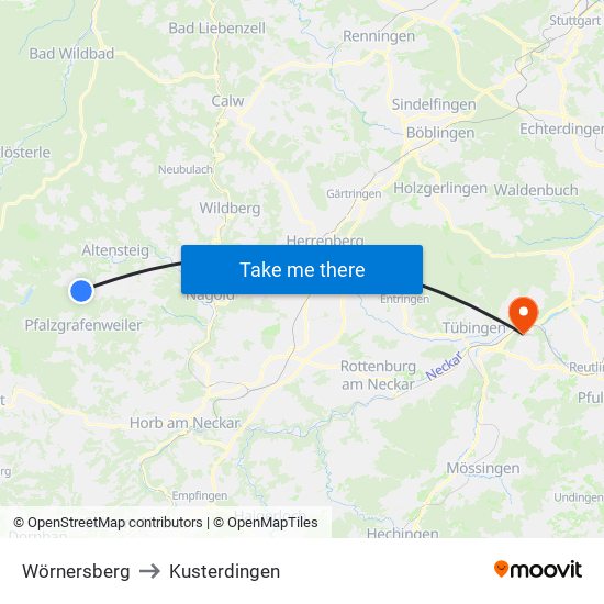 Wörnersberg to Kusterdingen map