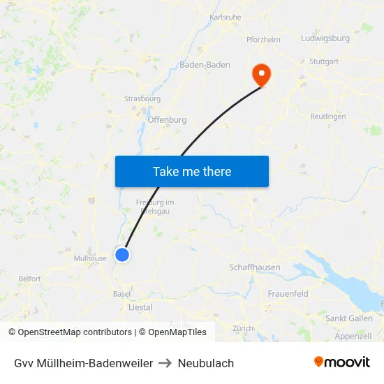 Gvv Müllheim-Badenweiler to Neubulach map