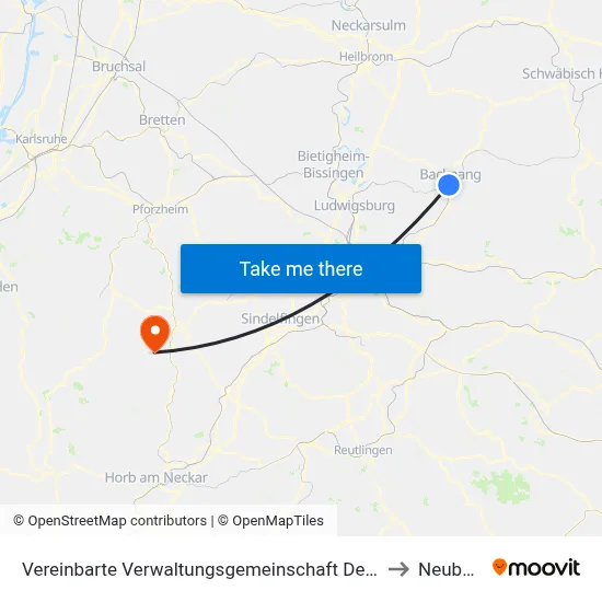 Vereinbarte Verwaltungsgemeinschaft Der Stadt Backnang to Neubulach map