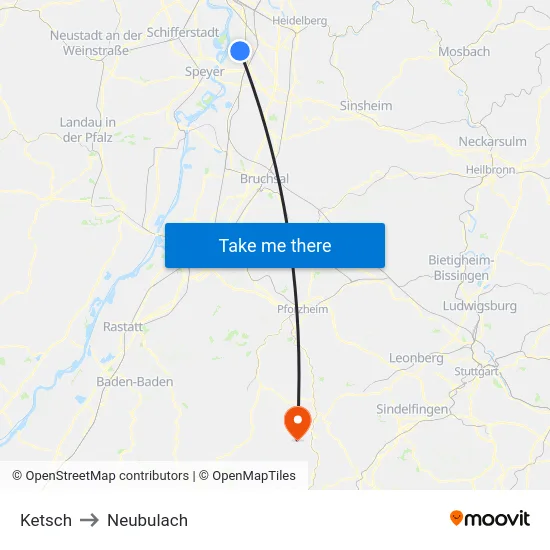 Ketsch to Neubulach map