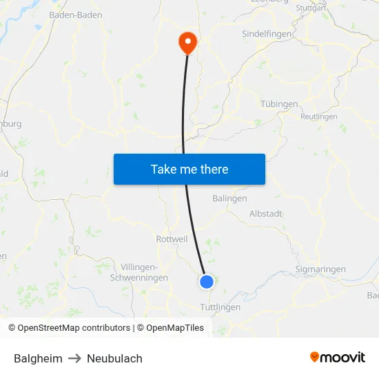 Balgheim to Neubulach map