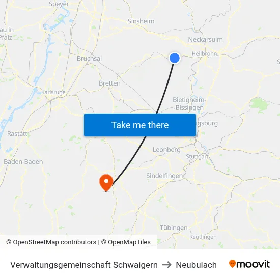 Verwaltungsgemeinschaft Schwaigern to Neubulach map
