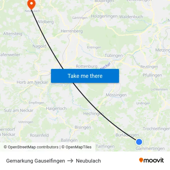 Gemarkung Gauselfingen to Neubulach map