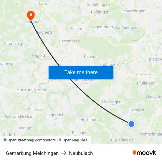 Gemarkung Melchingen to Neubulach map