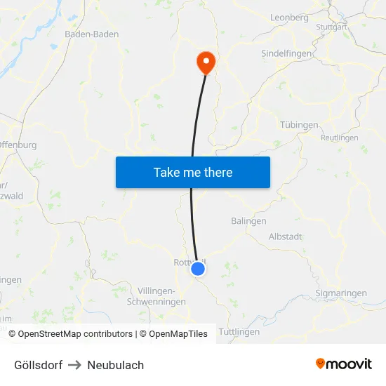 Göllsdorf to Neubulach map