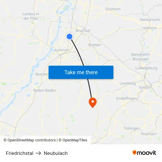Friedrichstal to Neubulach map
