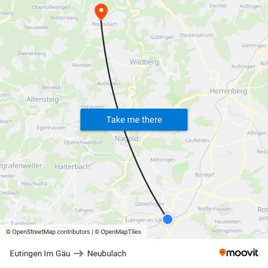 Eutingen Im Gäu to Neubulach map