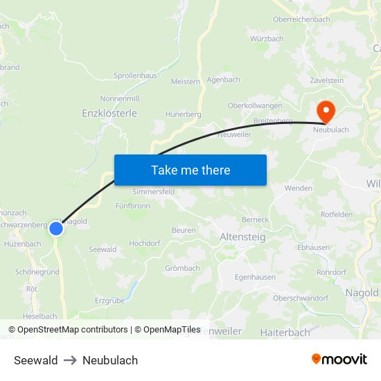 Seewald to Neubulach map