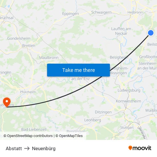 Abstatt to Neuenbürg map