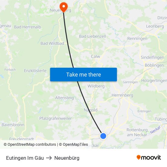 Eutingen Im Gäu to Neuenbürg map