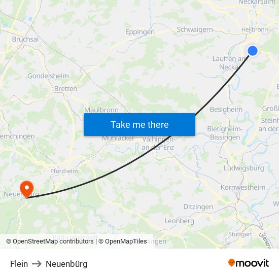 Flein to Neuenbürg map