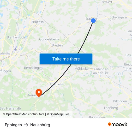 Eppingen to Neuenbürg map