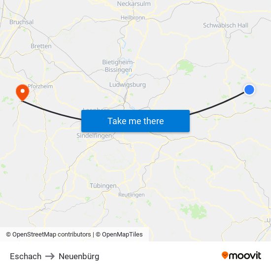 Eschach to Neuenbürg map