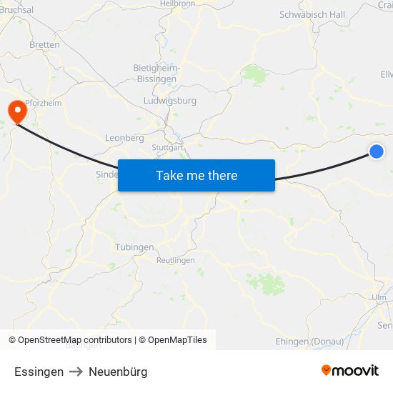 Essingen to Neuenbürg map