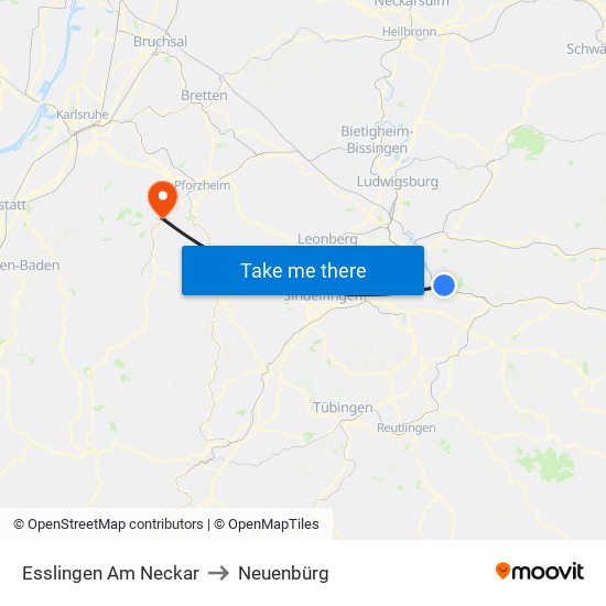 Esslingen Am Neckar to Neuenbürg map
