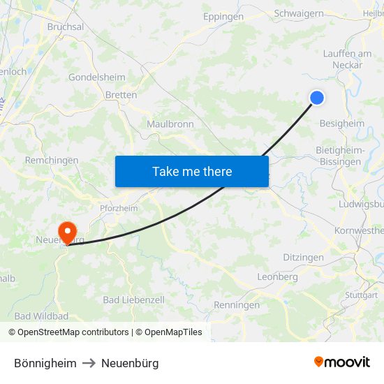 Bönnigheim to Neuenbürg map