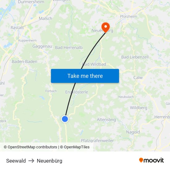 Seewald to Neuenbürg map