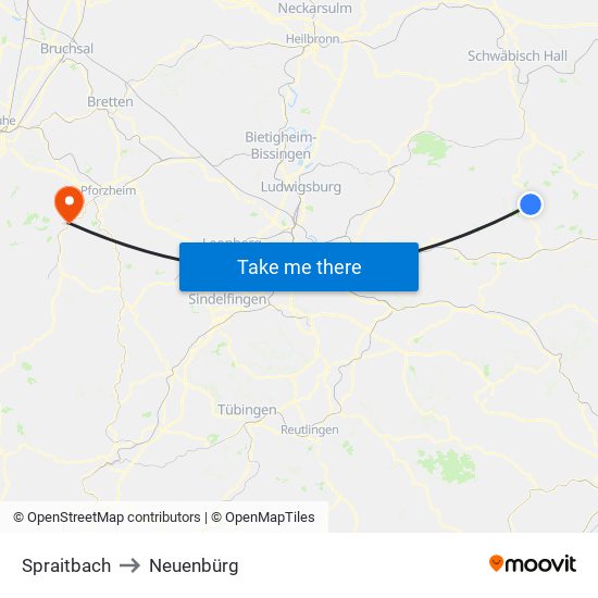 Spraitbach to Neuenbürg map