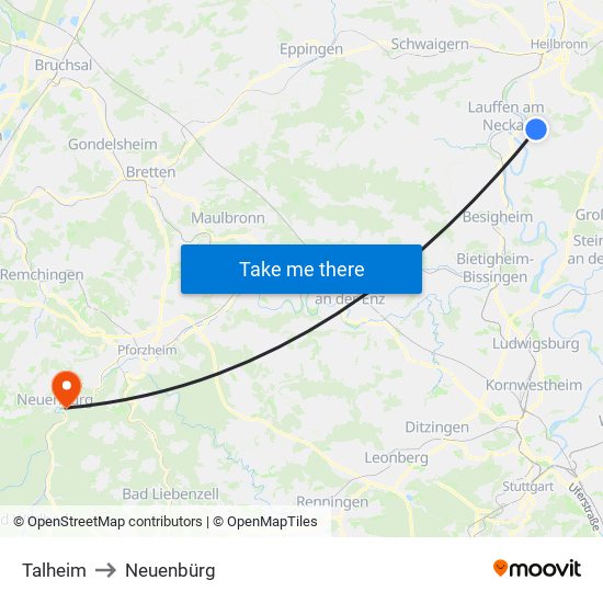 Talheim to Neuenbürg map