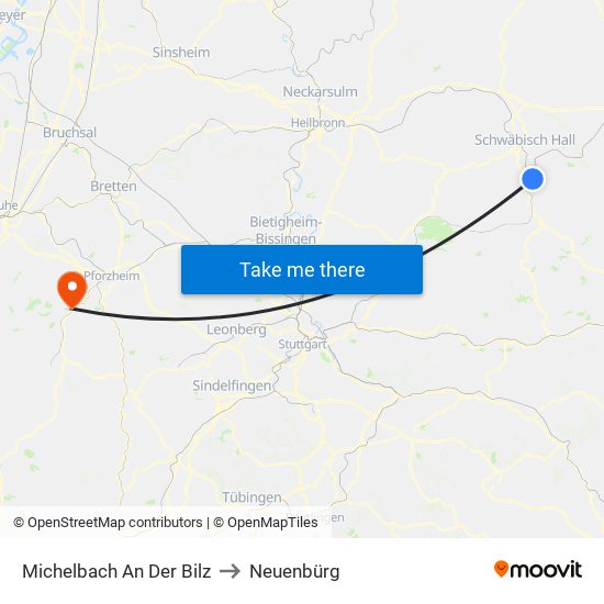 Michelbach An Der Bilz to Neuenbürg map