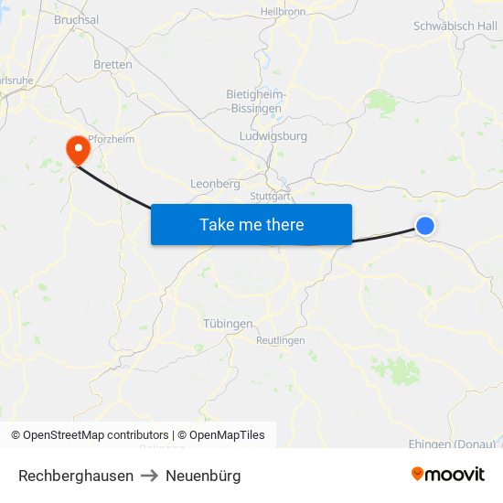 Rechberghausen to Neuenbürg map