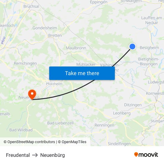 Freudental to Neuenbürg map