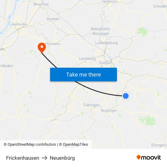 Frickenhausen to Neuenbürg map