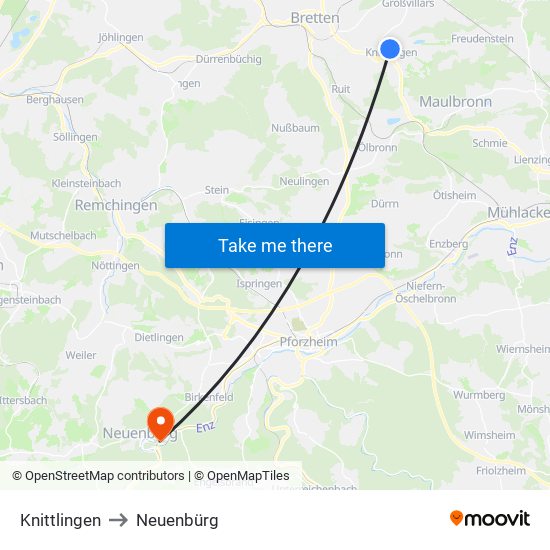 Knittlingen to Neuenbürg map