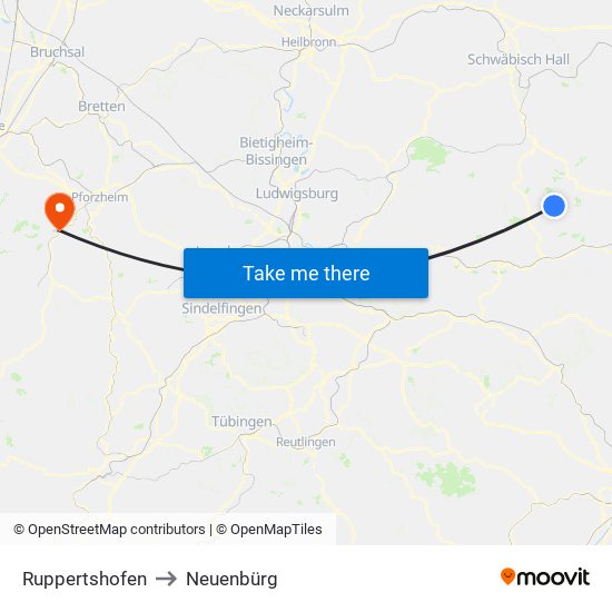 Ruppertshofen to Neuenbürg map