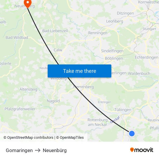Gomaringen to Neuenbürg map
