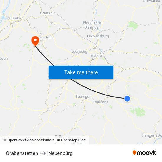 Grabenstetten to Neuenbürg map