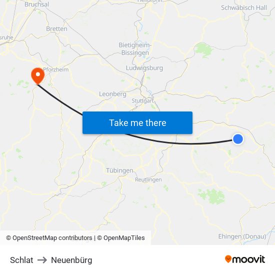 Schlat to Neuenbürg map