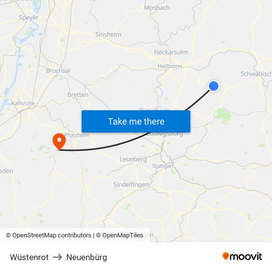 Wüstenrot to Neuenbürg map