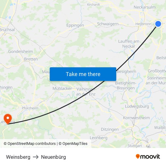 Weinsberg to Neuenbürg map