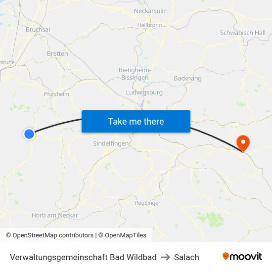Verwaltungsgemeinschaft Bad Wildbad to Salach map