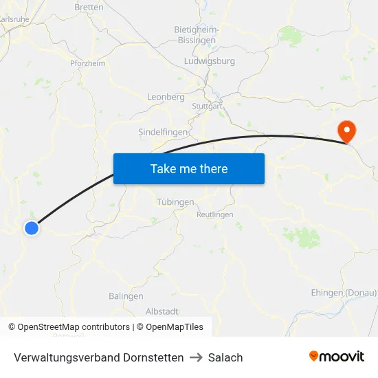 Verwaltungsverband Dornstetten to Salach map