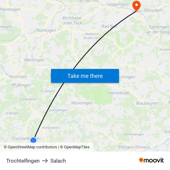 Trochtelfingen to Salach map