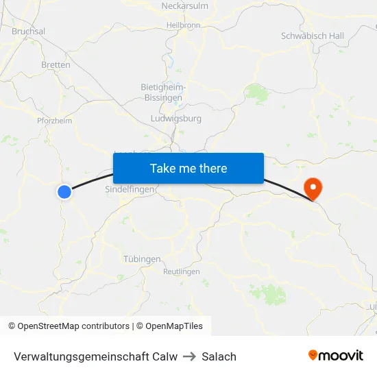 Verwaltungsgemeinschaft Calw to Salach map