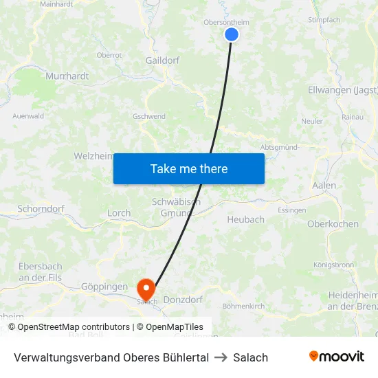 Verwaltungsverband Oberes Bühlertal to Salach map
