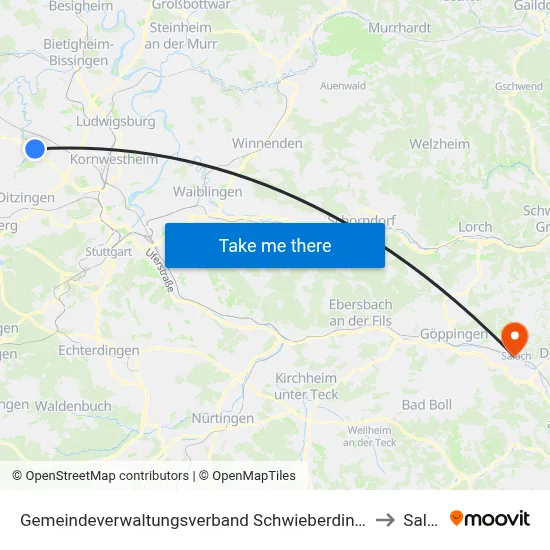 Gemeindeverwaltungsverband Schwieberdingen-Hemmingen to Salach map