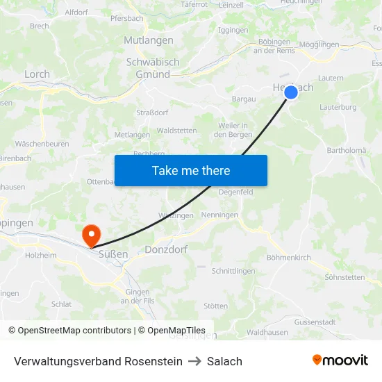 Verwaltungsverband Rosenstein to Salach map