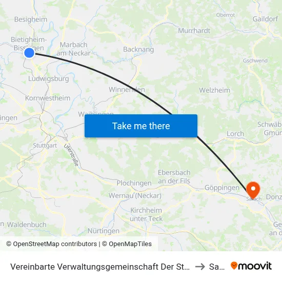 Vereinbarte Verwaltungsgemeinschaft Der Stadt Bietigheim-Bissingen to Salach map