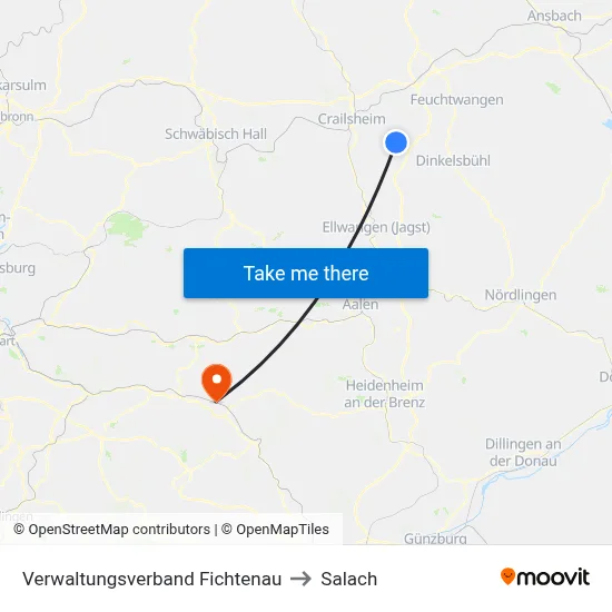 Verwaltungsverband Fichtenau to Salach map