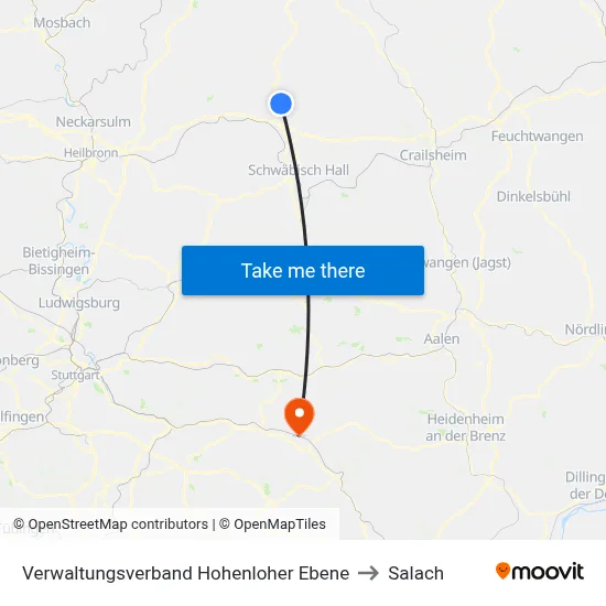 Verwaltungsverband Hohenloher Ebene to Salach map