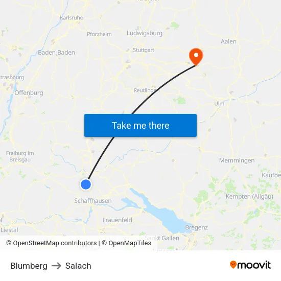 Blumberg to Salach map